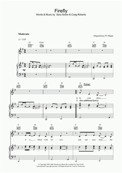 Firefly Piano Sheet Music | OnlinePianist