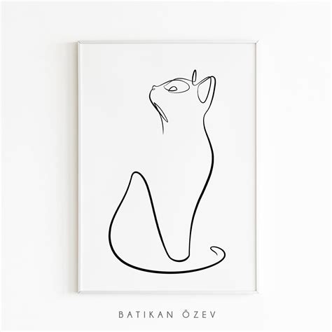 Imprimé minimaliste dart de ligne de chat affiche de dessin - Etsy Canada | Abstract animal art ...