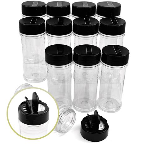 Plastic Jars With Lids 12 Pack Clear Plastic Jars 5.5 Oz Plastic Jars For Storage With Black Cap ...