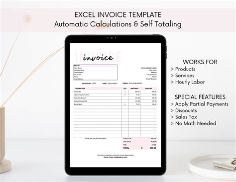 Excel Simple Invoice Spreadsheet Invoice With Formulas Editable ...