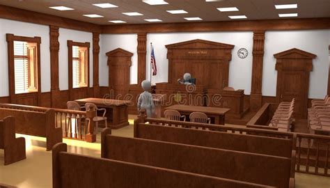 Render of Cartoon Characters in Courtroom Stock Illustration ...