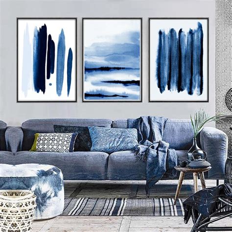 Extra Large Wall Art Blue Living Room Decor Minimalist Wall - Etsy