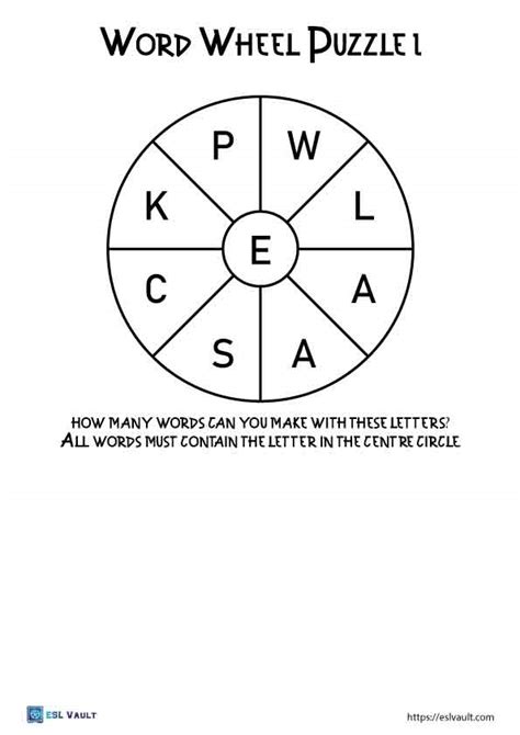 10 free word wheel puzzle printables - ESL Vault - Free Teaching Resources