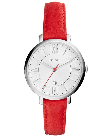 Fossil Women's Jacqueline Red Leather Strap Watch 36mm Es3926 - Lyst