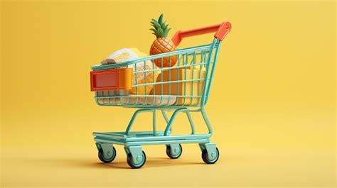 Premium AI Image | Left design featuring a supermarket trolley mockup