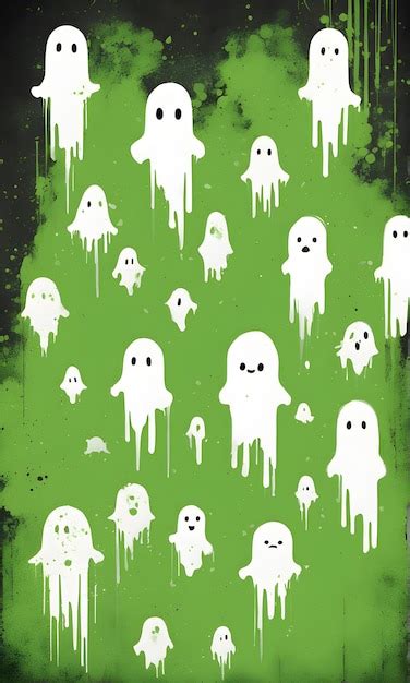 Premium AI Image | Green Ghost Halloween Background Illustration