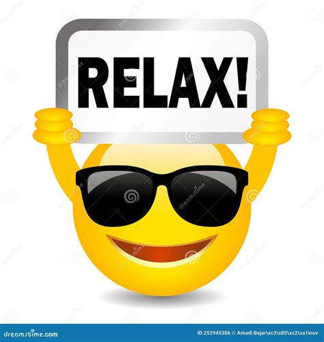 Cool Happy Emoji with Relax Sign Stock Vector - Illustration of face ...