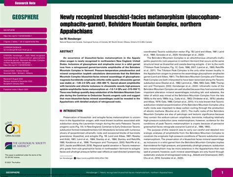 (PDF) Newly recognized blueschist-facies metamorphism (glaucophane-omphacite-garnet), Belvidere ...