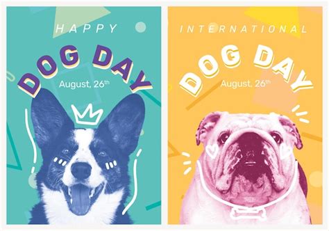 Free Vector | Dog day poster template editable pet event set