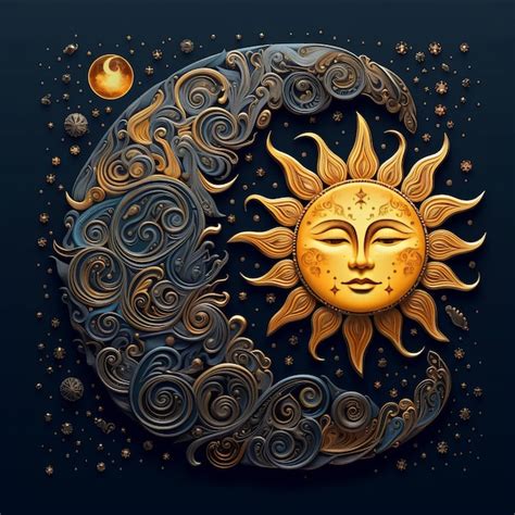 Premium AI Image | Celestial Harmony Artistic Sun and Moon