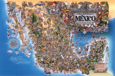 Artistic Cultural and Tourist Mexico Map - Mexico • mappery