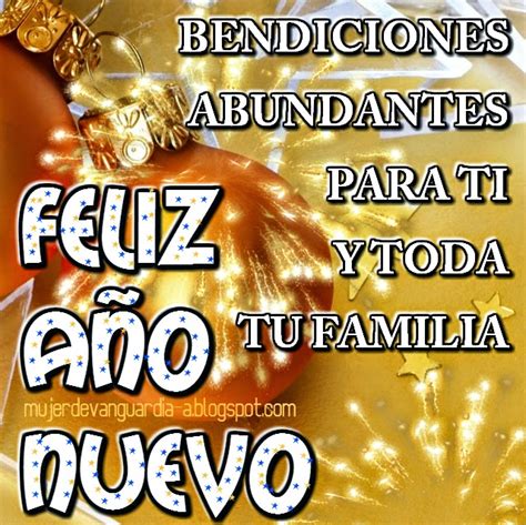 Tarjeta de Feliz Año Nuevo con bendiciones abundantes para tu familia