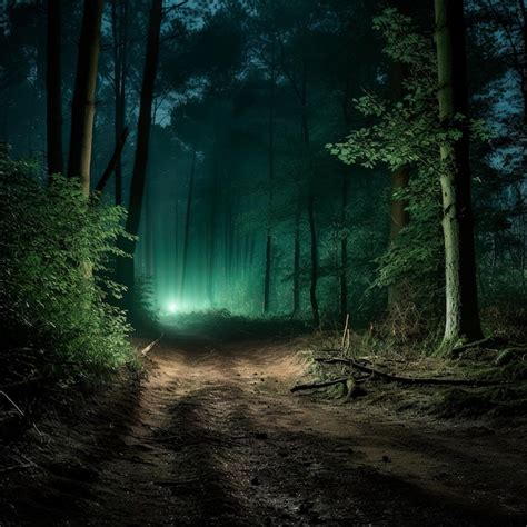 Premium AI Image | photo of a dark forest at night