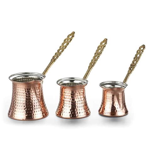 Buy Turkish Coffee Pot Set, 3 Pcs Copper - Grand Bazaar Istanbul Online Shopping