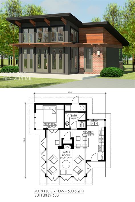 600 sq. ft, 1 bedroom, 1 bath. #tinyhouseplanswithloft | House plan ...