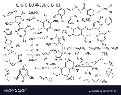 Hand drawn chemistry formulas science knowledge Vector Image