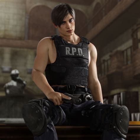 RE2:Remake Leon Pinup by MistFighter on DeviantArt