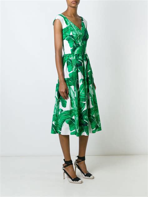 Lyst - Dolce & Gabbana Banana Leaf Print Dress in Green