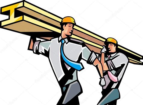 Workers carrying i-beam girder — Stock Vector © zzve #45106325