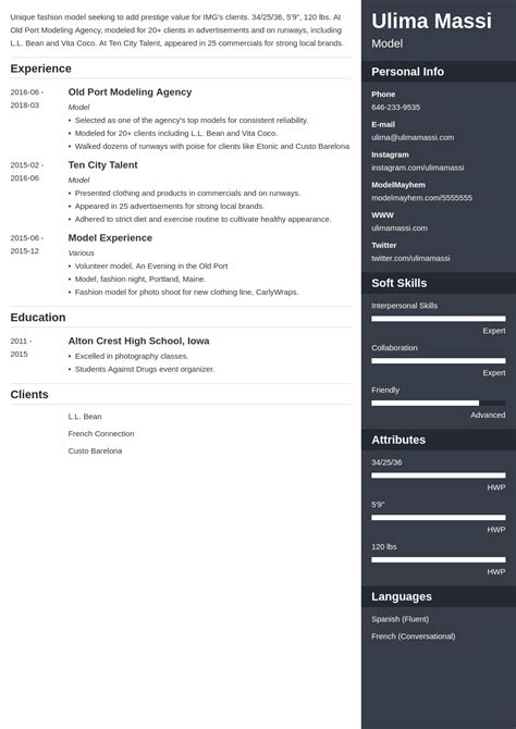 Model Resume: Sample & Guide [+Modeling Bio Template]