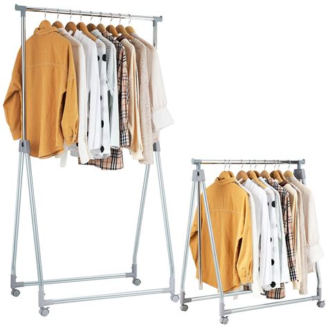 Gymax Extendable Clothing Garment Rack Heavy Duty Foldable Clothes Rack W/Hanging Rod - Walmart.com