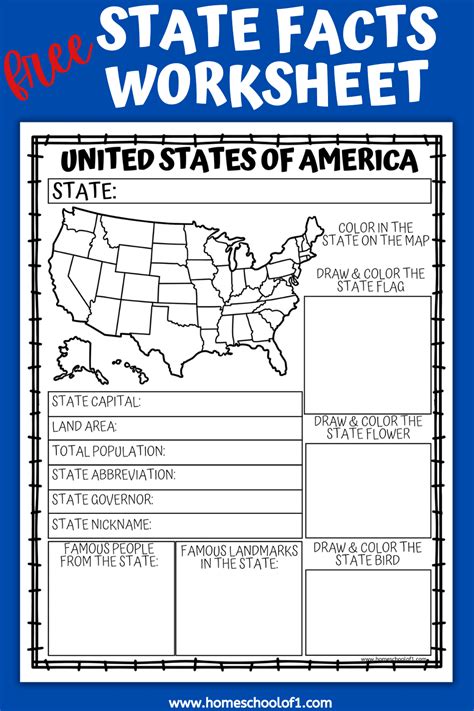 Free Printable State Facts Worksheet