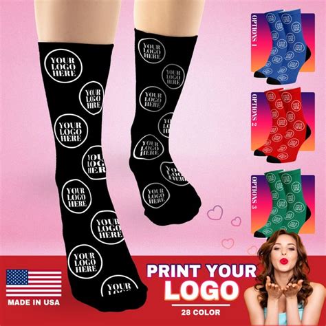 Custom Logo With Text Socks - Etsy