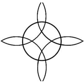 a black and white image of an inverted cross with four intersecting lines in the center