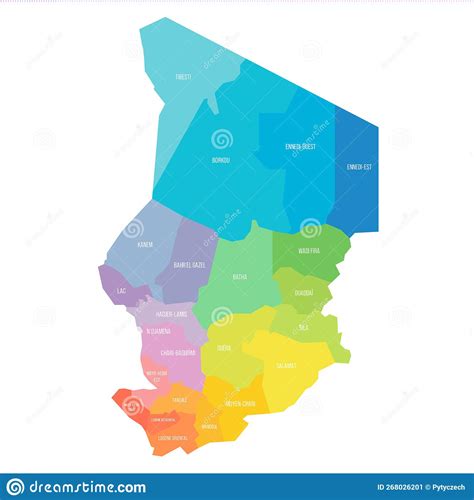 Chad Political Map of Administrative Divisions Stock Vector - Illustration of vector, nation ...