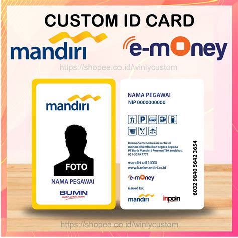 Jual KARTU E MONEY ID CARD MANDIRI EMONEY CUSTOM E TOLL KARTU PEGAWAI ...