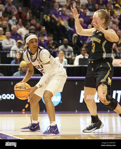 Baton Rouge, USA. 19th Mar, 2023. LSU Tigers guard Alexis Morris (45) looks for an open teammate ...