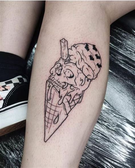 Ice Cream Cone and Skull Tattoo