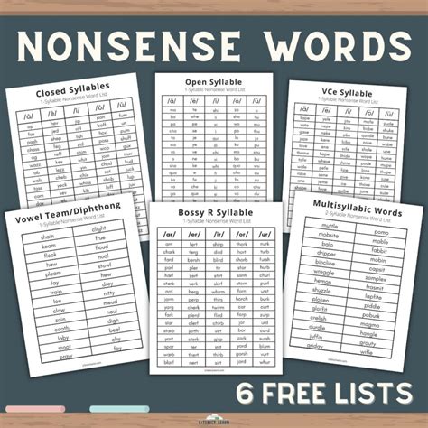 376+ Nonsense Words (Pseudowords) - 6 Free Lists - Literacy Learn