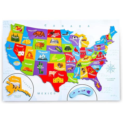 44PCS Magnetic USA Puzzle Map for Kids, with Capitals and Outline of ...