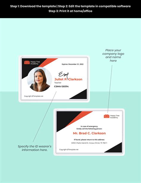 Horizontal ID Card Template - Download in Word, Illustrator, PSD, Apple Pages | Template.net