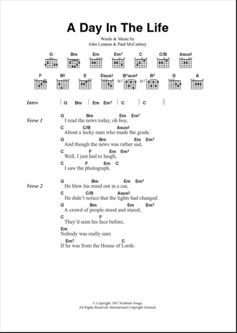 A Day In The Life - Guitar Chords/Lyrics | zZounds