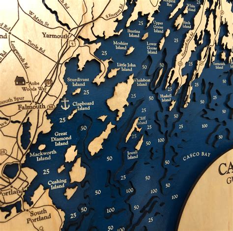 Casco Bay Map Maine Coast Maine Decor Maine Sign Custom | Etsy