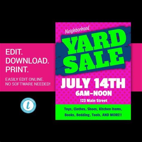 EDITABLE Yard Sale Sign Garage Sale Sign Yard Sale Flyer Yard | Etsy ...