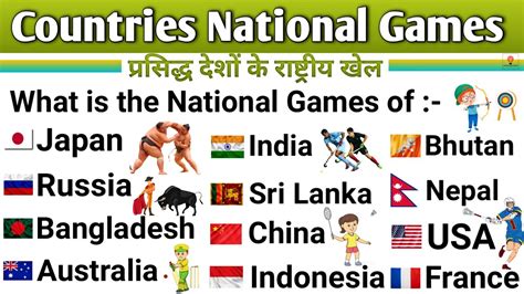 Countries and Their National Games in English | National Sports of the ...