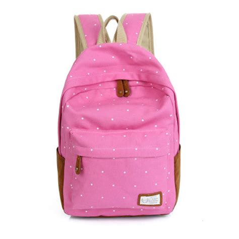 Polka Dot Candy Color Canvas Backpack School Bag