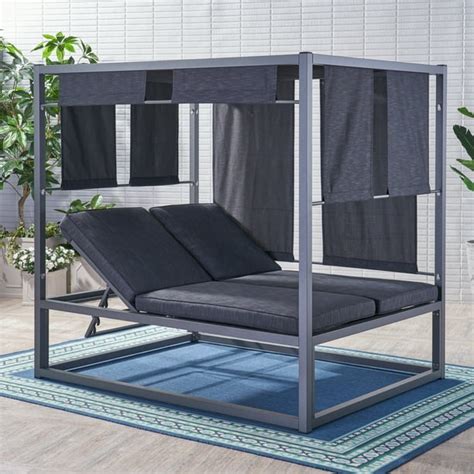 Chad Outdoor Aluminum Daybed with Canopy, Dark Grey, Grey - Walmart.com ...