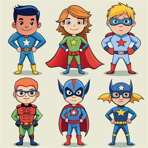 Premium Vector | Adorable Superhero Cartoon Characters A Collection of ...