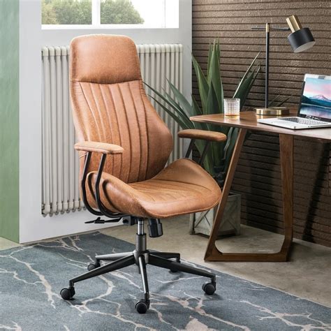 OVIOS Suede Fabric Ergonomic Office Chair High Back Lumbar Support ...