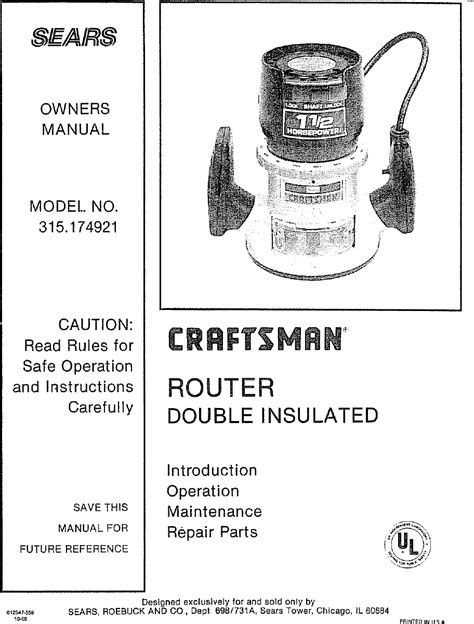 Craftsman 315174921 User Manual ROUTER Manuals And Guides L0807086