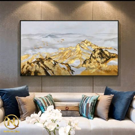 Jual lukisan abstrak modern gunung gold 150x80 cm - Kab. Bandung - Nurdin Art_Shop | Tokopedia