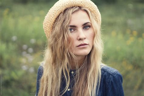 "Portrait Of A Beautiful Young Girl Wearing A Hat Close Up" by Stocksy Contributor "Andrei ...