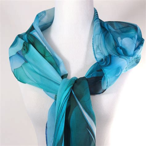 Blue Silk Scarf, Scarves for women, lightweight shawl, Blue silk shawl – ScarvesByEllen