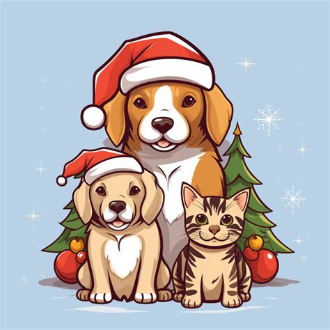 Christmas Cats And Dogs Coloring Pages | Coloring Pages Mimi Panda