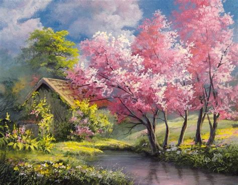 Pink Trees in Spring | Paint with Kevin® | Landscape paintings acrylic ...