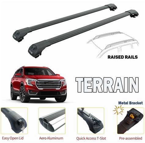 Gmc Terrain Roof Rack Cross Bars For of Raised Rails Black 2018 ...